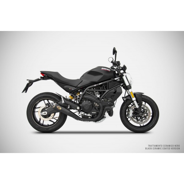 ZARD HOMOLOGATED STAINLESS STEEL ZUMA SLIP-ON EXHAUST FOR DUCATI MONSTER 797 2017-2019 PART # ZDU788S10SSO