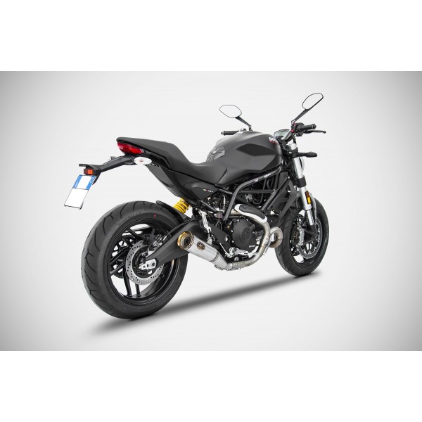 ZARD HOMOLOGATED STAINLESS STEEL ZUMA SLIP-ON EXHAUST FOR DUCATI MONSTER 797 2017-2019 PART # ZDU788S10SSO