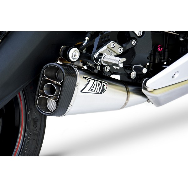 ZARD RACING CARBON FIBER SHORT SLIP-ON EXHAUST FOR TRIUMPH DAYTONA 675 2013-2016 PART # ZTP033S10SCR