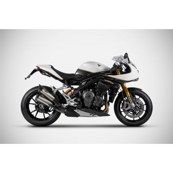 ZARD HOMOLOGATED STAINLESS-STEEL SLIP-ON EXHAUST FOR TRIUMPH SPEED TRIPLE 1200 RS/RR 2021-2023 PART # ZTP097S10TCO