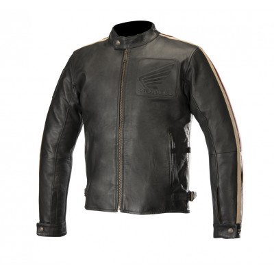 ALPINESTARS HONDA CHARLIE LEATHER BLACK BEIGE RED JACKET