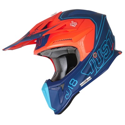 JUST-1 J18 VERTIGO BLUE WHITE ORANGE HELMET
