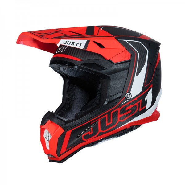 JUST-1 J22 3K CARBON 2206 FLUO RED HELMET