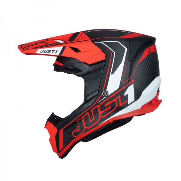 JUST-1 J22 3K CARBON 2206 FLUO RED HELMET