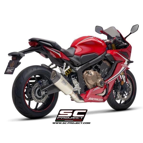 SC-PROJECT FULL EXHAUST SYSTEM 4-1 WITH SC1-R MUFFLER TITANIUM WITH CARBON FIBER END CAP FOR HONDA CBR650R 2019 PART # H31-C90T