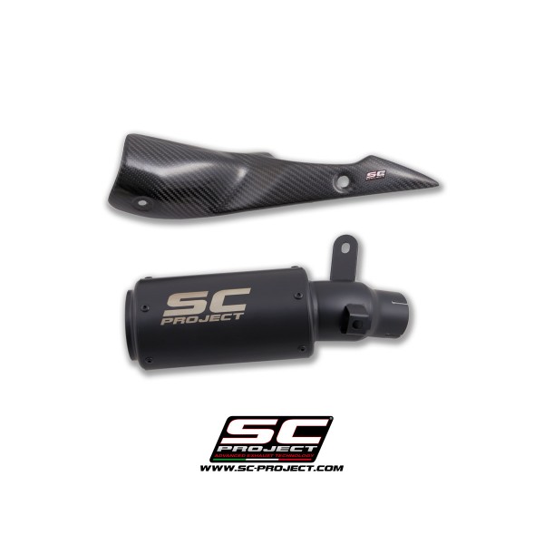 SC-PROJECT CR-T MUFFLER TITANIUM MATT BLACK PAINTED WITH MESH ON EXIT PIPE EXHAUST FOR SUZUKI GSX-S1000 PART # S11A-36MBR
