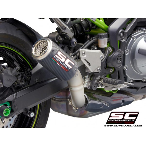 SC-Project CR-T Muffle Carbon Fiber With Titanium Mesh On Exit Pipe Exhaust For Kawasaki Z900 Part # K25-T36CR