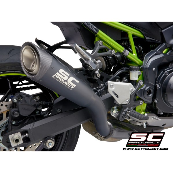 SC-PROJECT S1 MUFFLER TITANIUM MATT BLACK PAINTED WITH CARBON FIBER END CAP SLIP-ON EXHAUST FOR KAWASAKI Z900 PART # K34A-T41MB