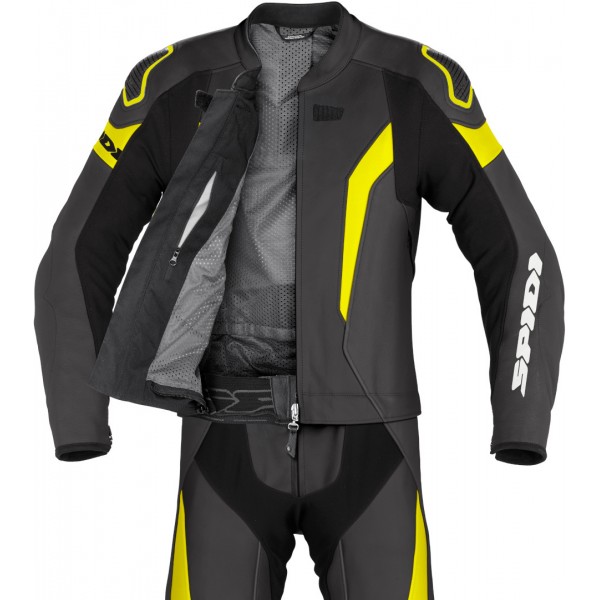 Spidi Laser Touring Leather Black Fluo Yellow Suit