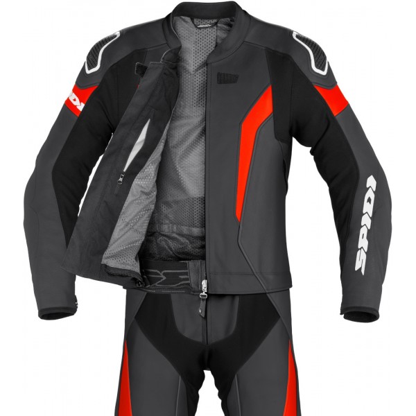 Spidi Laser Touring Leather Black Red Suit